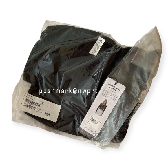 NWT ✨ ALO YOGA Gather Long Sleeve Ribbed Crop Tee Top Shirt Black XS - Picture 6 of 8